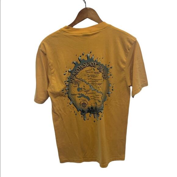 Maine whitewater rafting river sports yellow souvenir tee shirt in Sz M softee - Picture 2 of 8